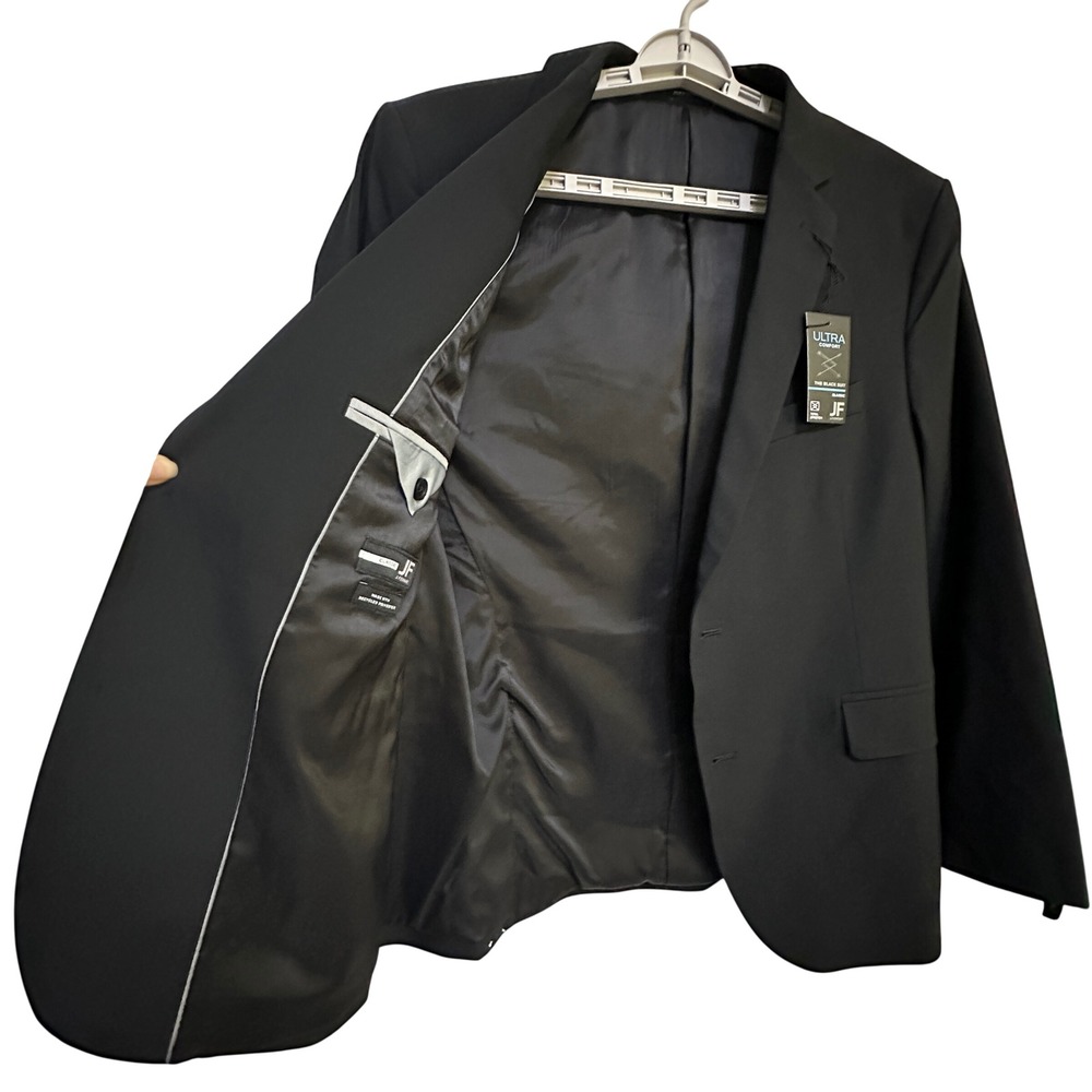 J.Ferrar Ultra Comfort Suit Jacket Blazer Mens 42S Black Classic Fit Stretch NEW